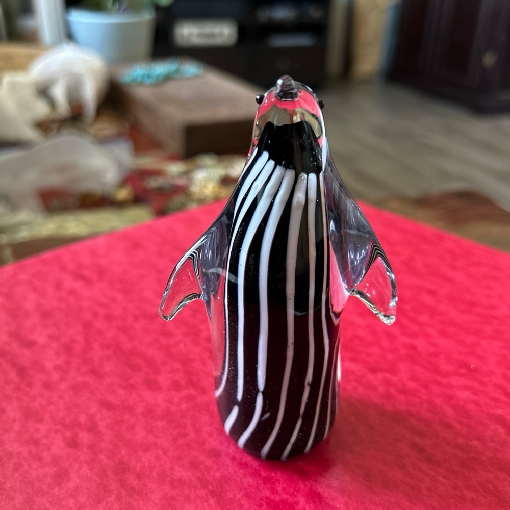 Glass Penguin Figurine - Black and White